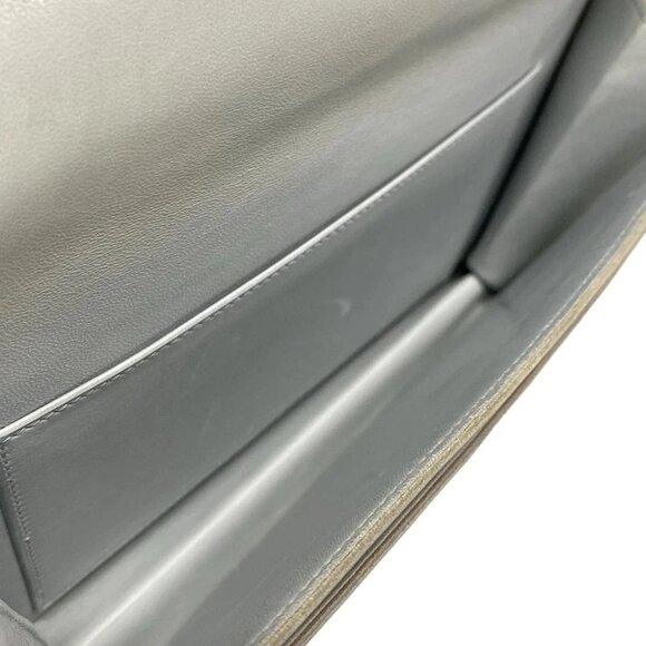 HERMES - Light gray Leather Square E Shoulder Bag - Picture 10 of 16